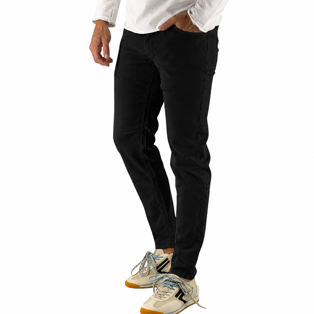Devid Label Torino - Pantalone in Bull di Cotone - Essential, Black – vista principale – Master SKU DL_GLOBE ESS1084 BLACK PLAIN