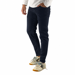 Devid Label Torino - Pantalone in Bull di Cotone - Essential, Blue – vista principale – Master SKU DL_GLOBE ESS1084 BLUE NAVY