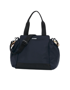 Borsa K-Way Aisy Blue Depth di DevidLabel, borsa a spalla tecnica blu scuro con tracolla regolabile e logo frontale.