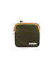 Custodia DevidLabel K-Way Emee verde scuro con iconica zip colorata e logo frontale, design compatto e funzionale