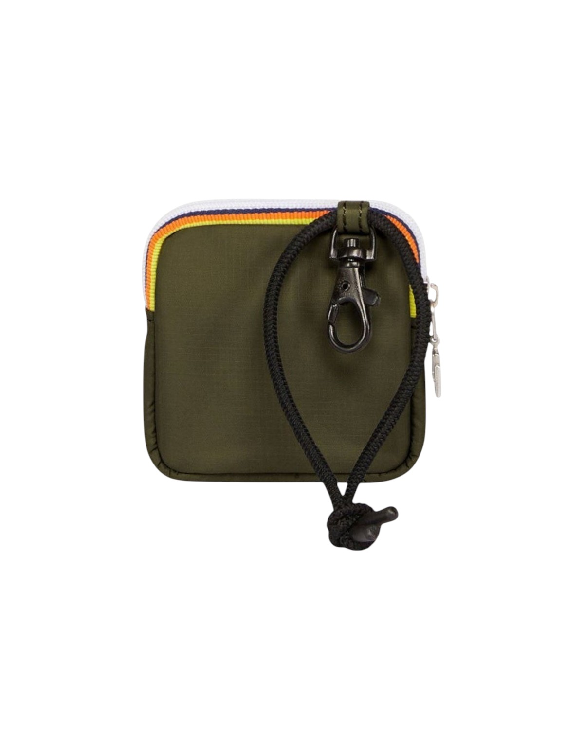 Custodia K-Way Emee DevidLabel color Green Blackish con zip multicolore e pratico gancio a moschettone nero