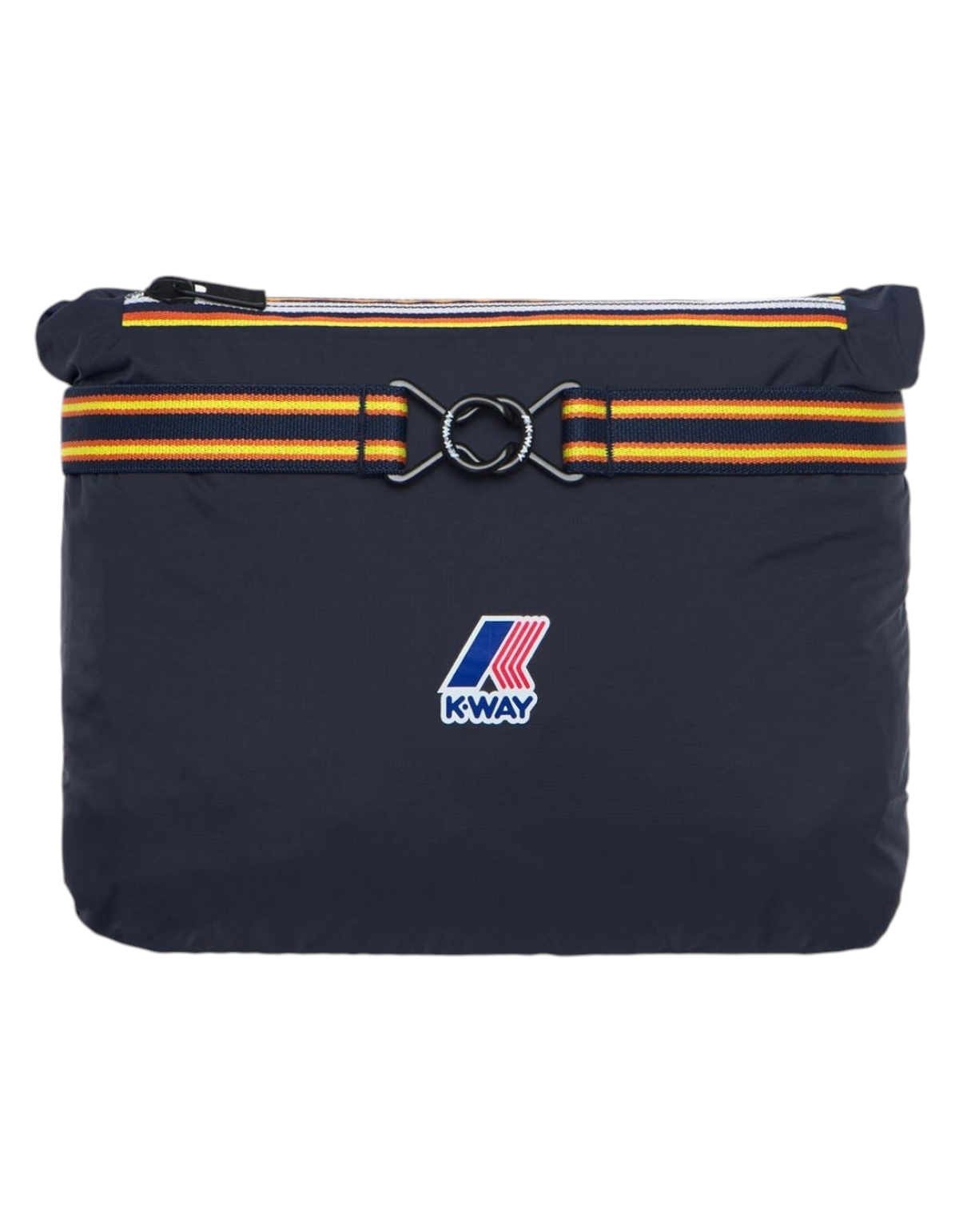 Giacca K-Way Le Vrai 4.0 Rouland Warm Blue Depth di DevidLabel con iconico nastro tricolore e logo frontale
