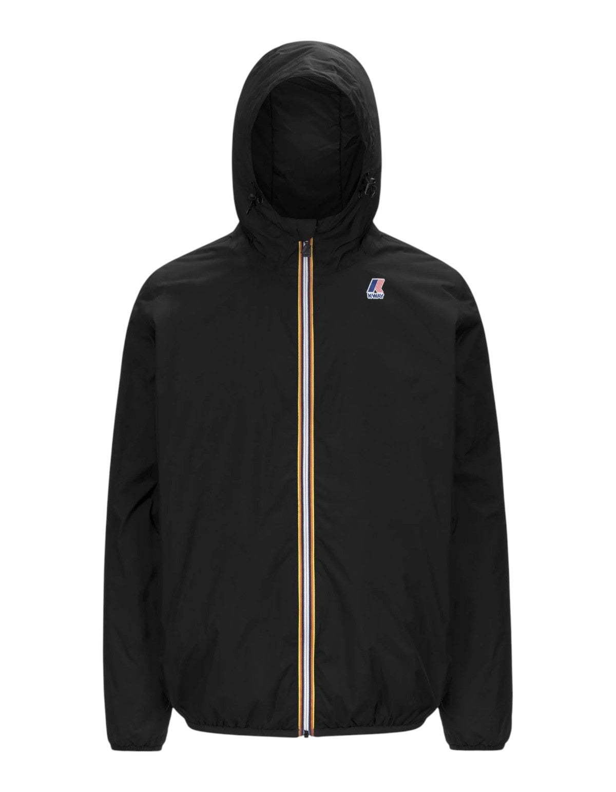 Giacca K-Way Le Vrai 4.0 Claude Warm colore Blue Depth di DevidLabel con cappuccio e zip iconica multicolore