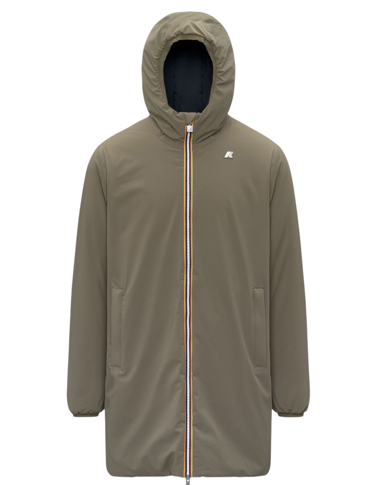 Giacca K-Way Jacob ST Warm Double di DevidLabel in verde militare e blu, modello invernale con cappuccio e zip