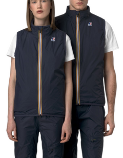 Gilet unisex DevidLabel K-Way Le Vrai 4.0 Rouland Warm in blu scuro con zip iconica tricolore