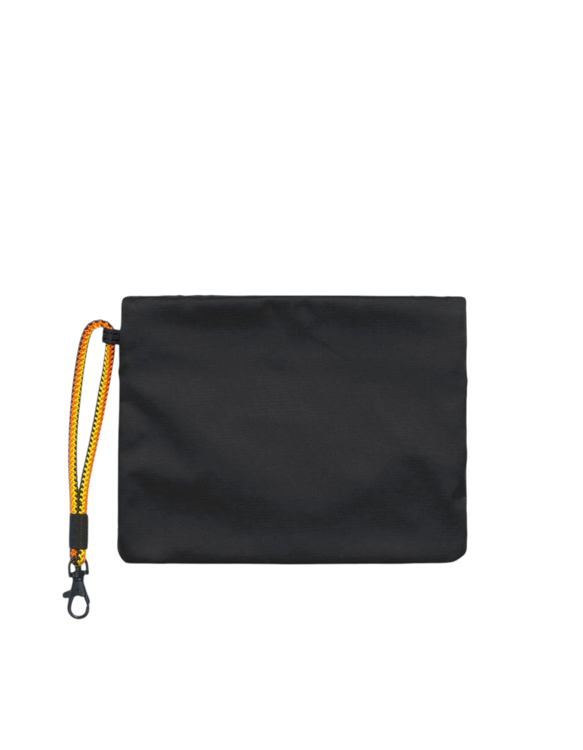 Pochette DevidLabel K-Way Nimes Black Pure in tessuto tecnico nero con cinturino da polso colorato e moschettone