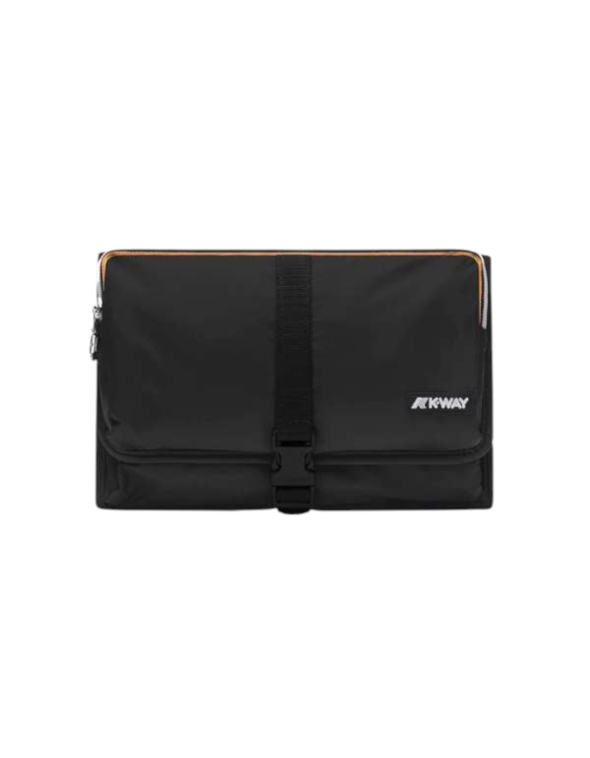 Pochette DevidLabel K-Way Reville Black Pure nera con chiusura a fibbia e logo frontale