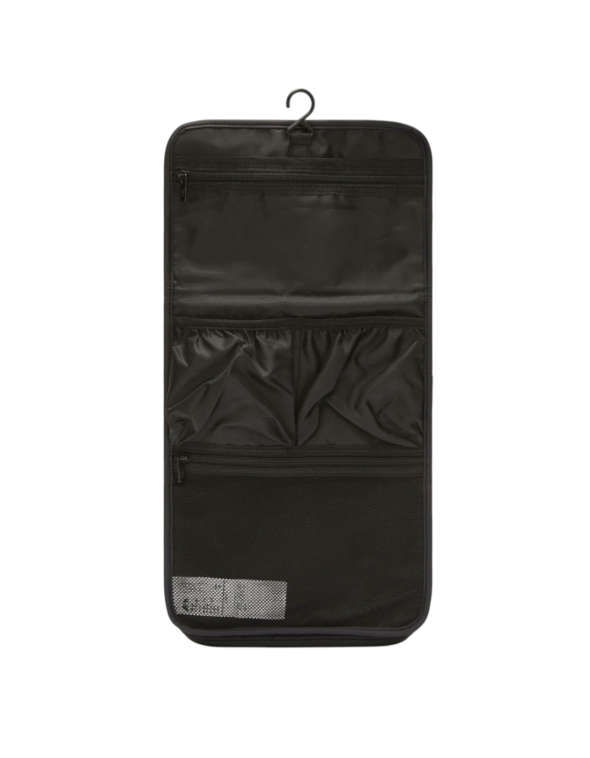 Pochette DevidLabel K-Way Reville Black Pure aperta con scomparti organizzativi, tasche a rete e gancio integrato