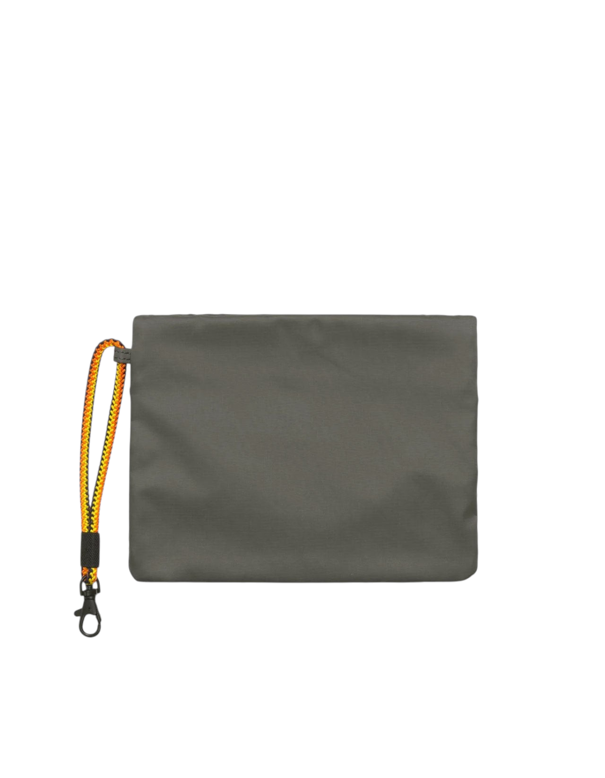 Pochette DevidLabel Nimes in tessuto ripstop verde scuro con zip multicolor e moschettone, design compatto unisex