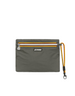 Pochette unisex DevidLabel Nimes in tessuto ripstop verde scuro con iconica zip multicolor e moschettone