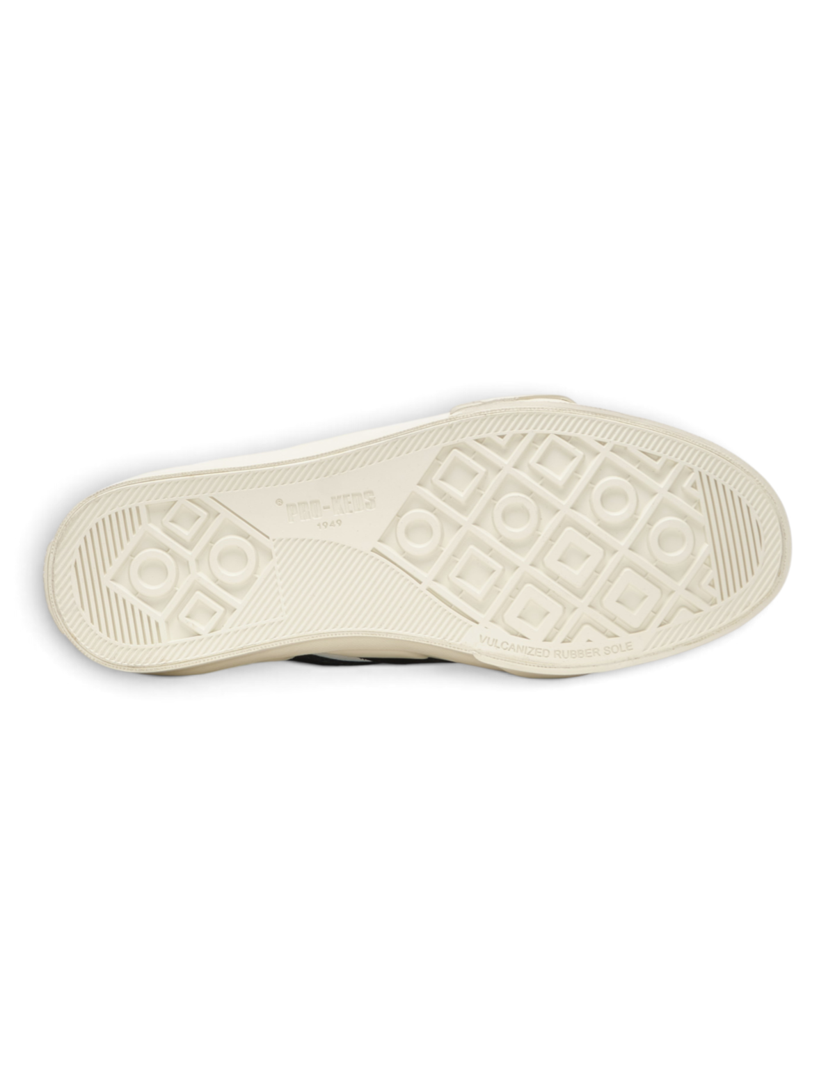 Suola in gomma vulcanizzata bianca della sneaker DevidLabel Pro-Keds Royal Classic con motivo geometrico