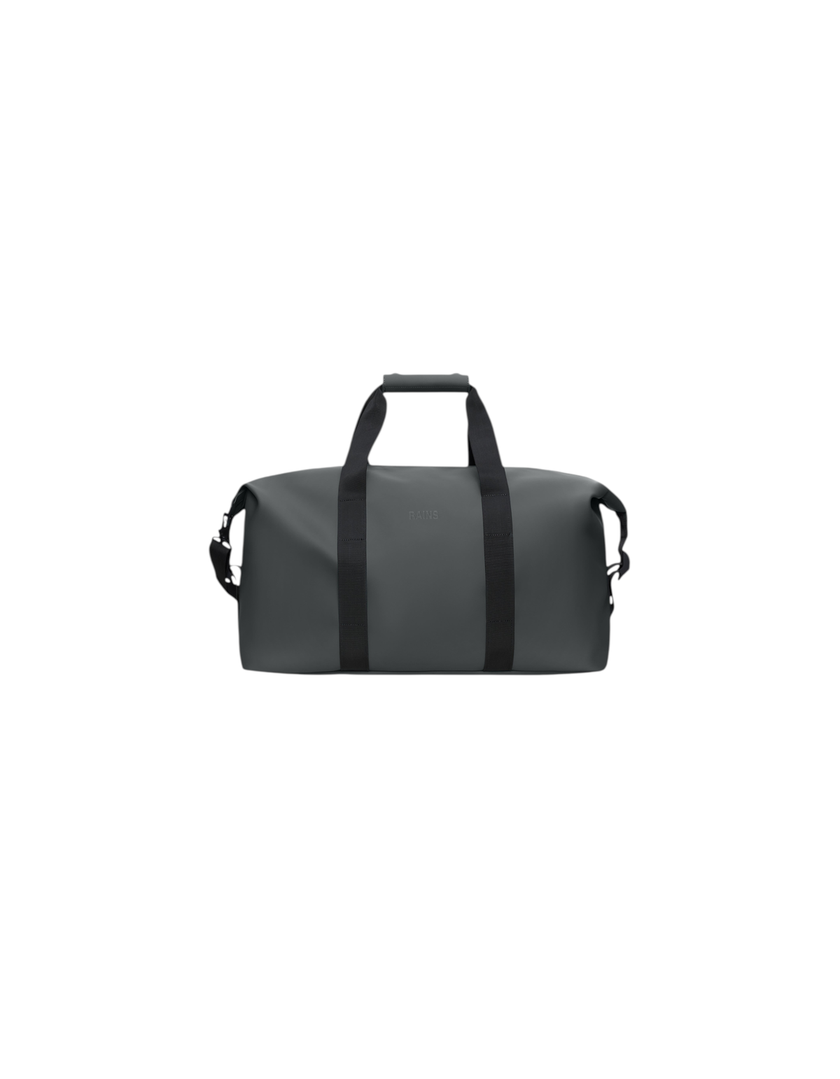 Borsone DevidLabel Rains Hilo Weekend Bag in tessuto impermeabile grigio scuro con cinghie nere