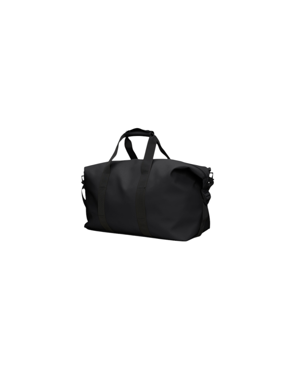 Borsone DevidLabel Rains Hilo Weekend Bag nero impermeabile in tessuto PU con cinghie di compressione