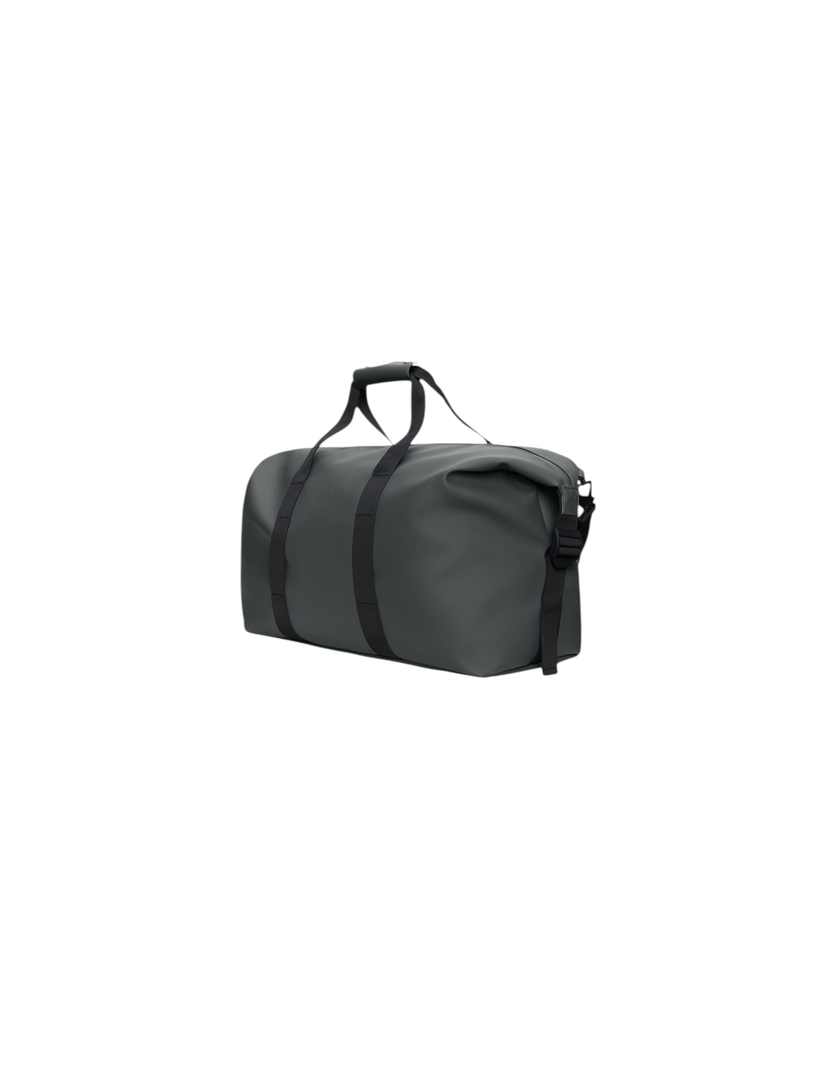 Borsone DevidLabel Rains Hilo Weekend Bag in tessuto impermeabile grigio scuro con cinghie di compressione
