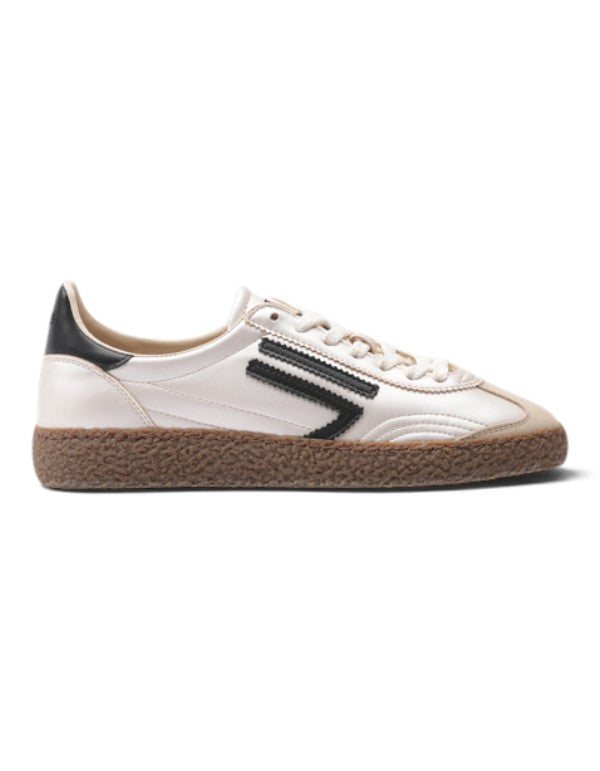 Sneaker DevidLabel 6.01 Xs Ice Skating color crema con dettagli neri e suola in gomma testurizzata marrone