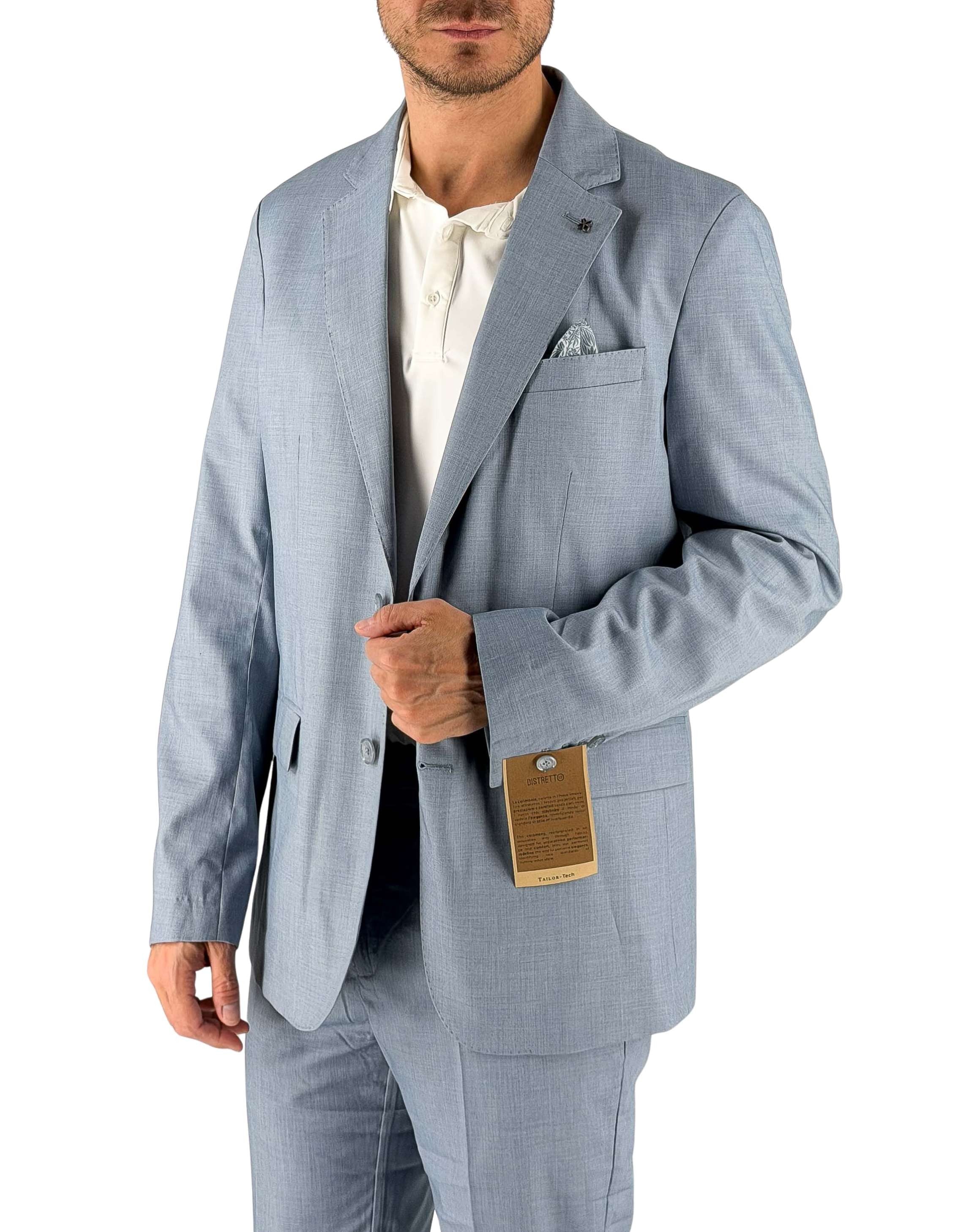 Distretto 12 Jacket Tailoring Alabastro Azzurro – vista principale – Master SKU D12_FC6UGA2387T0974DD000003_AZZURRO