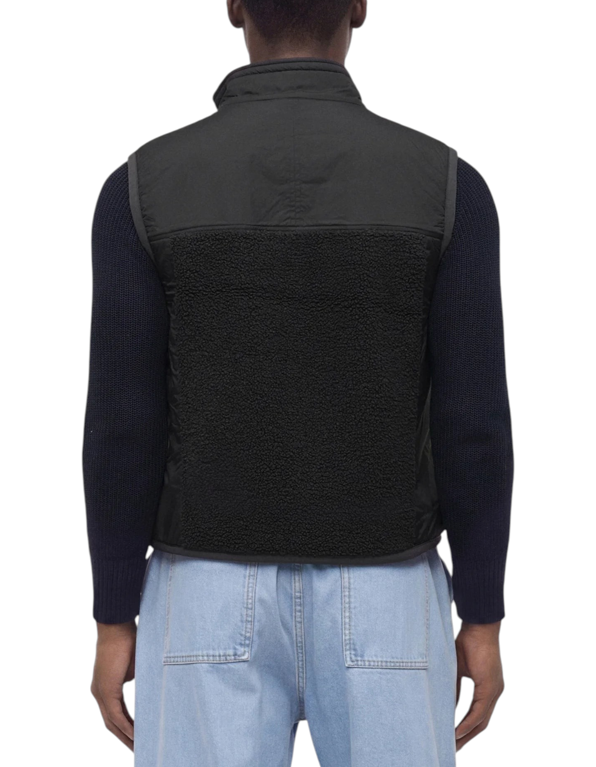 Gilet K-Way Vital 4.0 Orsetto nero da DevidLabel, modello unisex con texture in pile effetto orsetto, vista posteriore