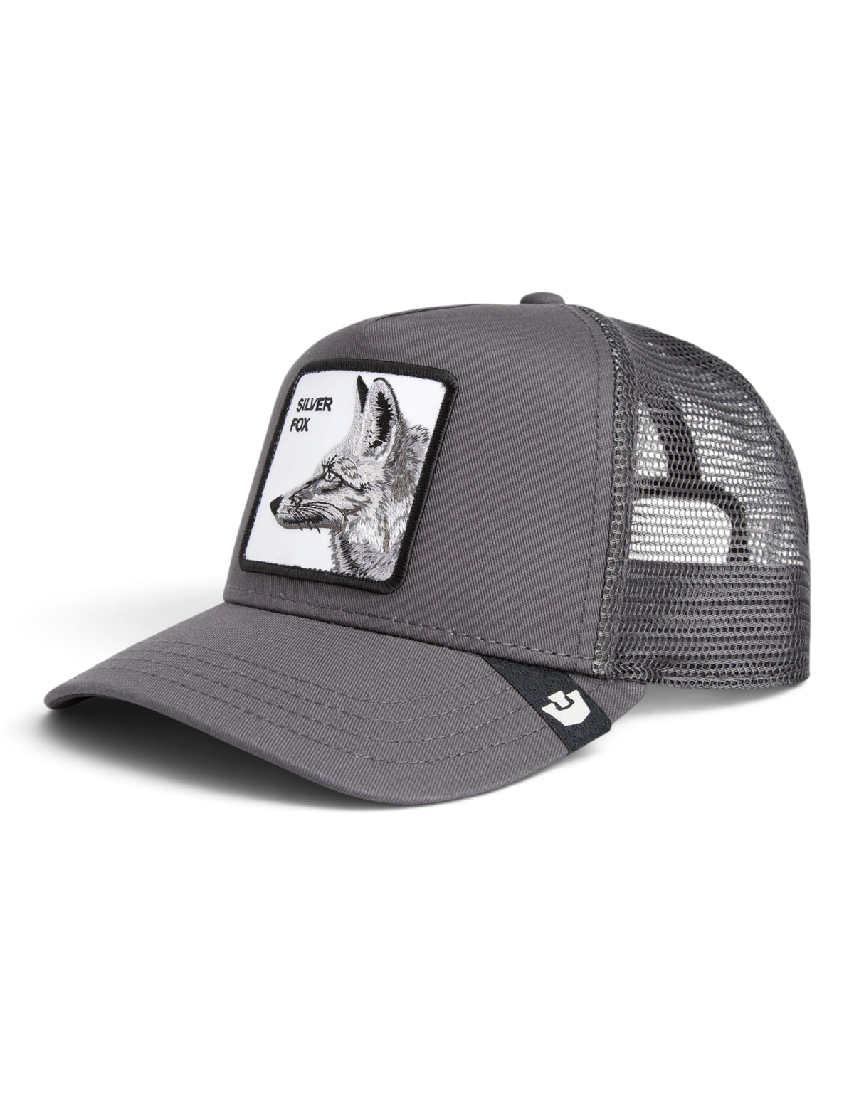 Cappellino trucker DevidLabel Goorin Bros Silver Foxxx color olio con patch ricamata di una volpe
