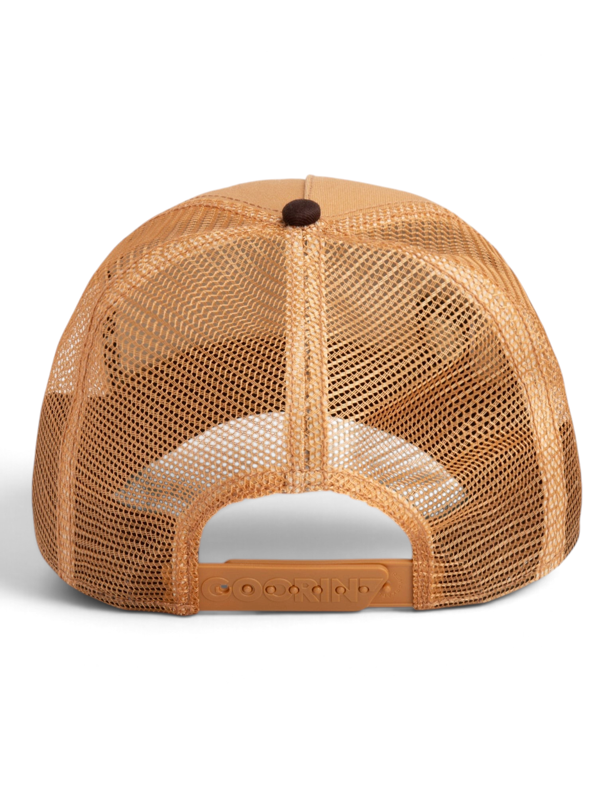 Vista posteriore del cappellino trucker Goorin Bros King color Heat con rete traspirante e chiusura regolabile