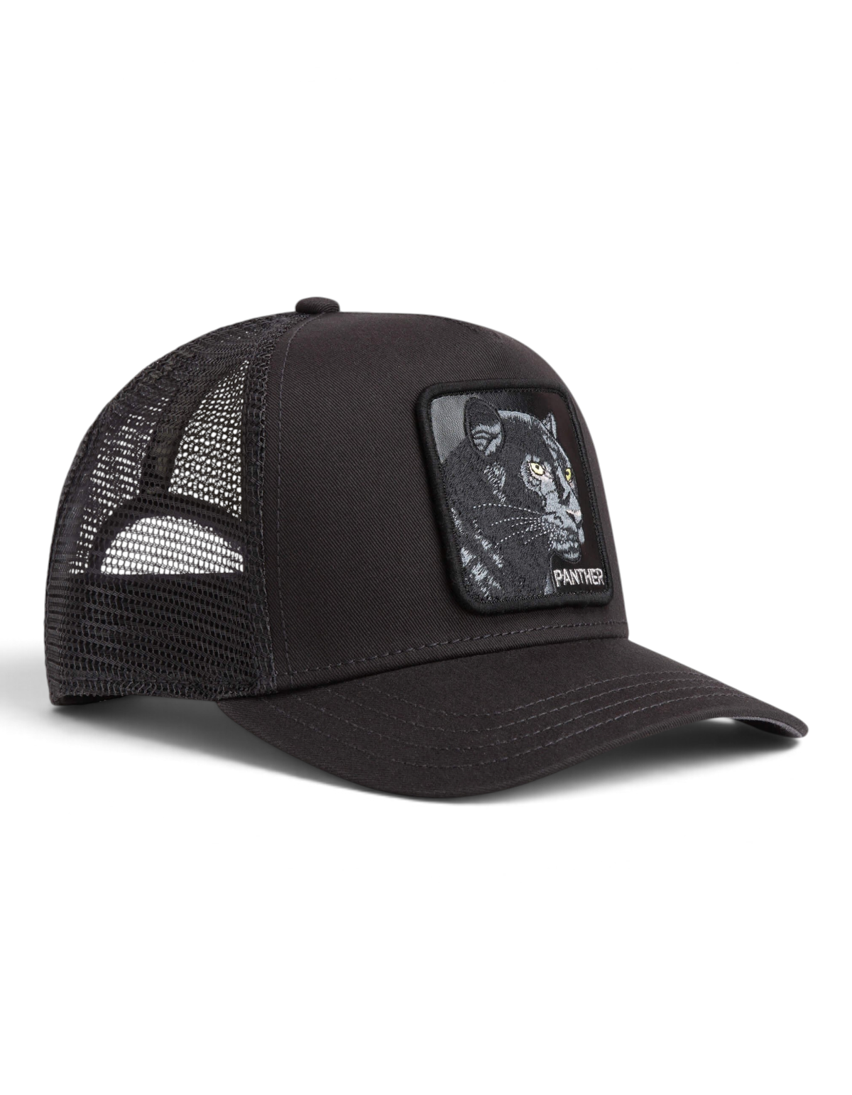 Cappellino trucker DevidLabel Goorin Bros Panther colore nero con patch ricamata di una pantera