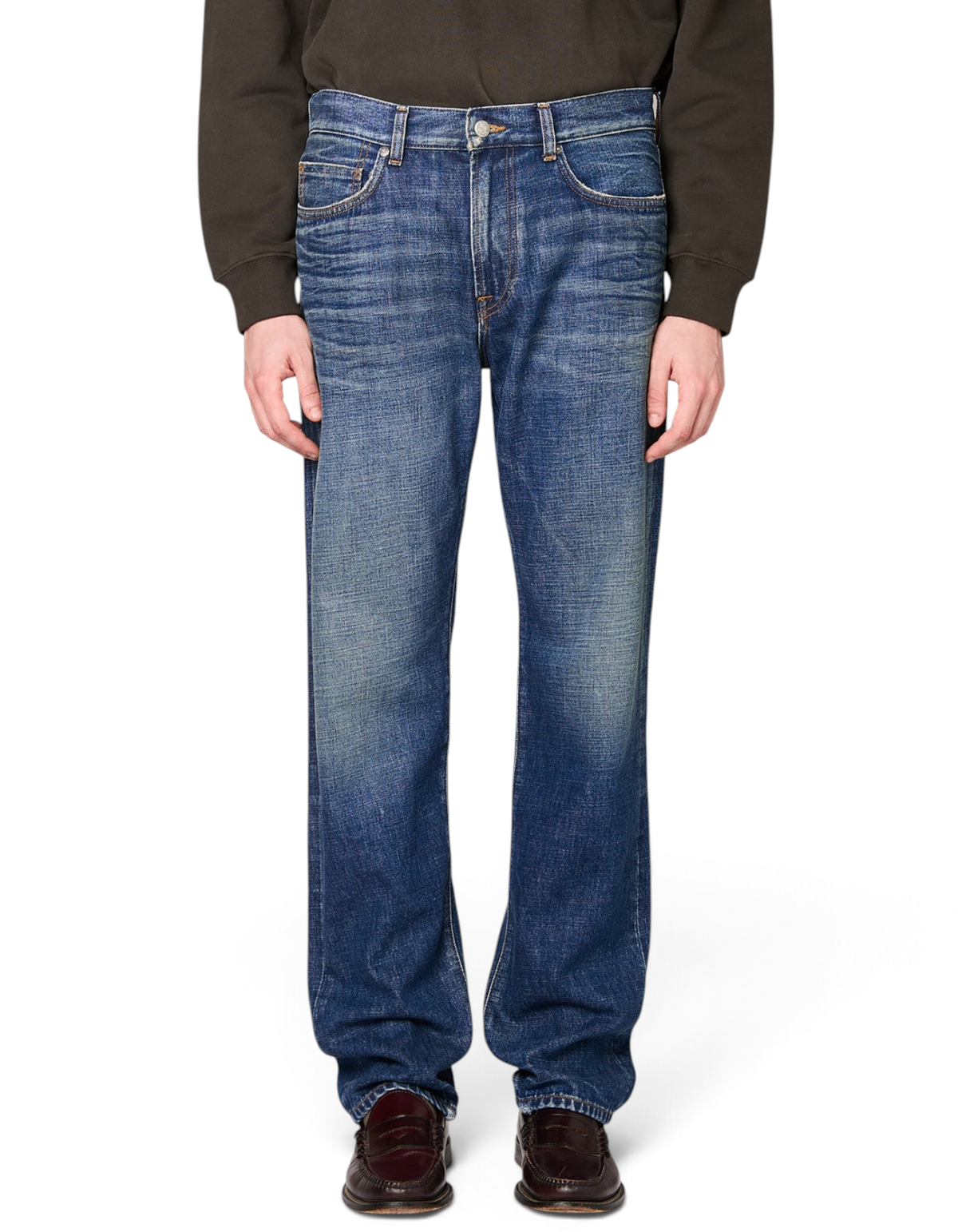 Jeans Roy Roger's Workwear Week Work Postman in denim blu medio con lavaggio used e baffature frontali