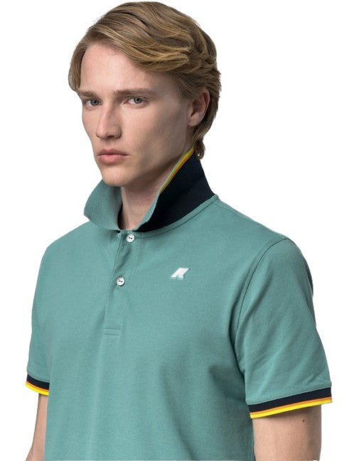 K-Way Polo Vincent Pique Green Mine – dettaglio prodotto 2 – Master SKU KWAY_K1125BW_WIC