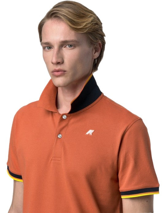 K-Way Polo Vincent Pique Orange Brownish – dettaglio prodotto 2 – Master SKU KWAY_K1125BW_896