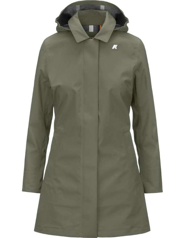 K-Way Trench Mathy Bonded Jersey Green Lichen – vista principale – Master SKU KWAY_K7127JW_V15