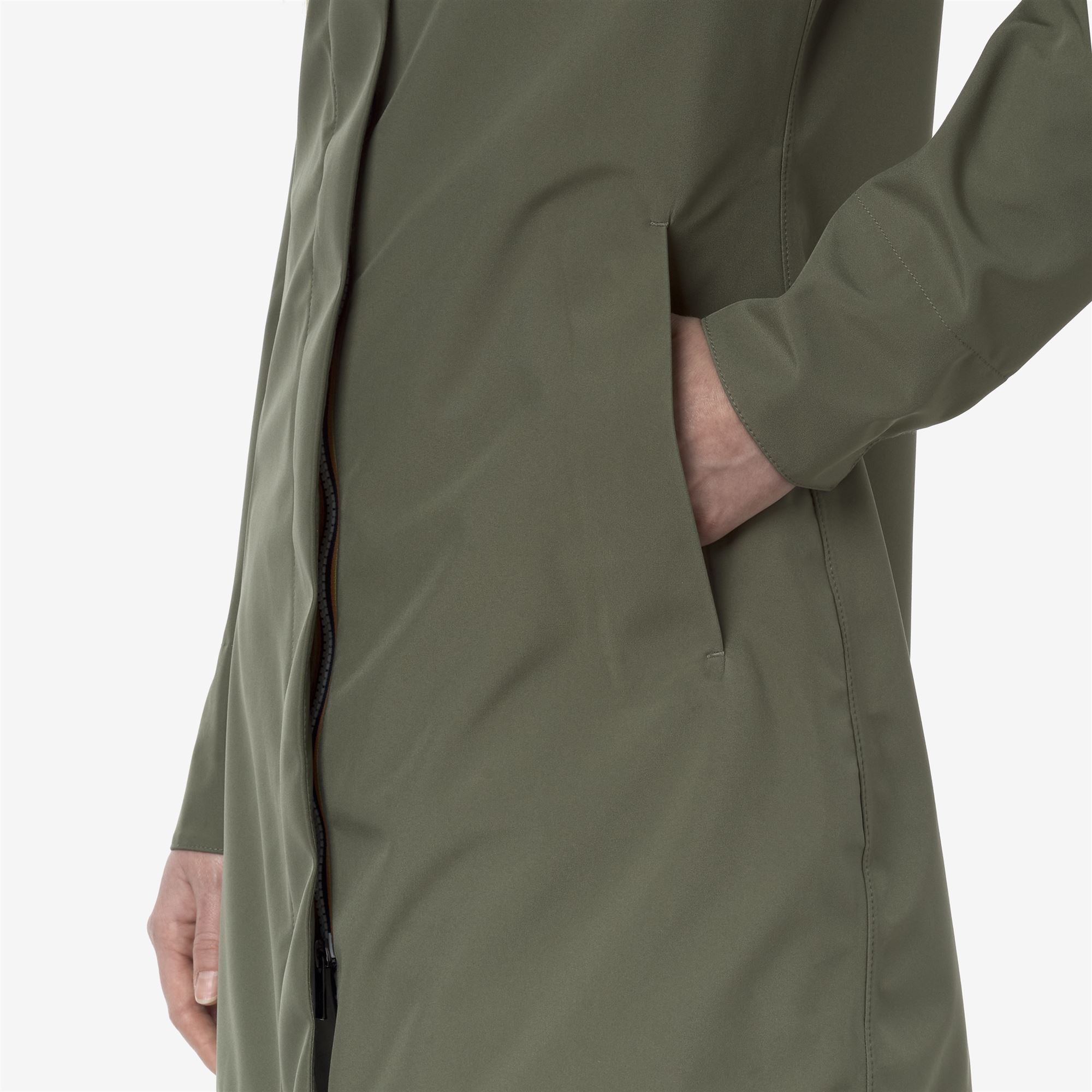 K-Way Trench Mathy Bonded Jersey Green Lichen – dettaglio prodotto 2 – Master SKU KWAY_K7127JW_V15