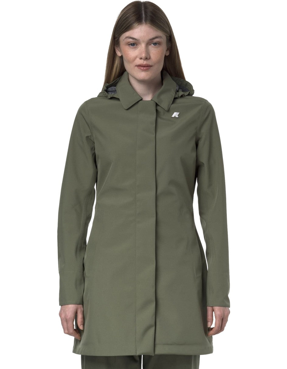 K-Way Trench Mathy Bonded Jersey Green Lichen – dettaglio prodotto 3 – Master SKU KWAY_K7127JW_V15