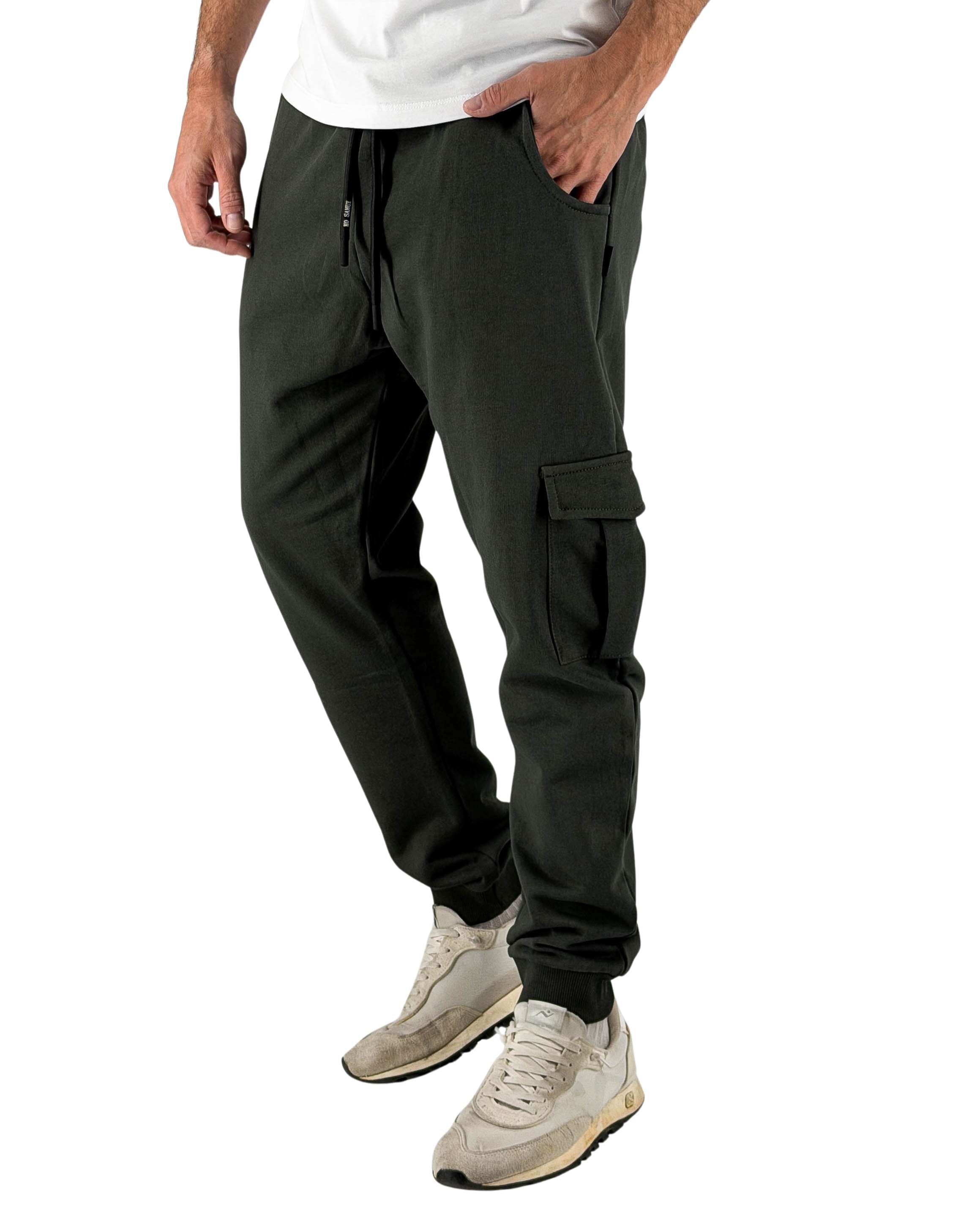 Ko Samui Pantalone In Felpa Cargo Regular Fit Verde – vista principale – Master SKU KSU_KPBX_ESSENTIAL_S6_VERDE