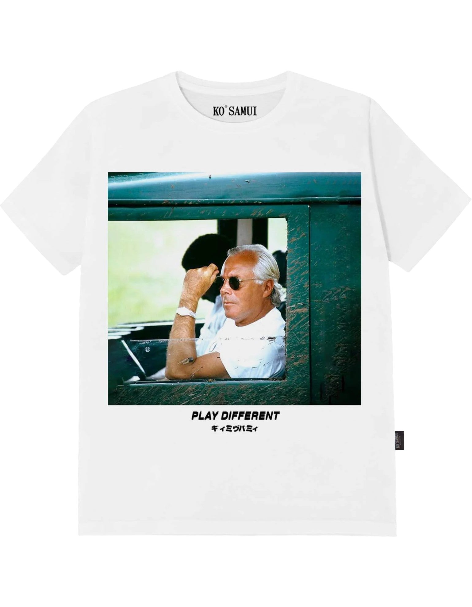 Ko Samui T-Shirt Uomo The King – dettaglio prodotto 2 – Master SKU KSU_KMTR_S786_GIO_BIANCO
