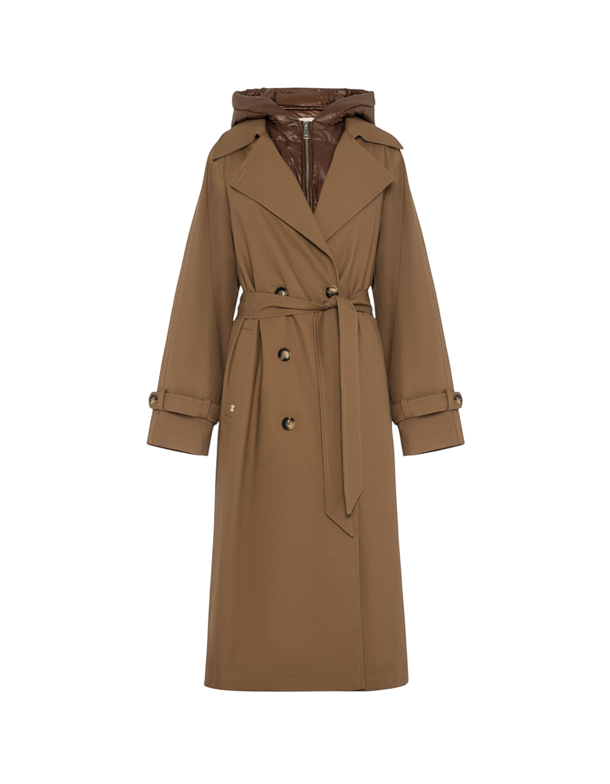 Manila Grace Trench Doppiopetto Tortora con Cappuccio - vista frontale