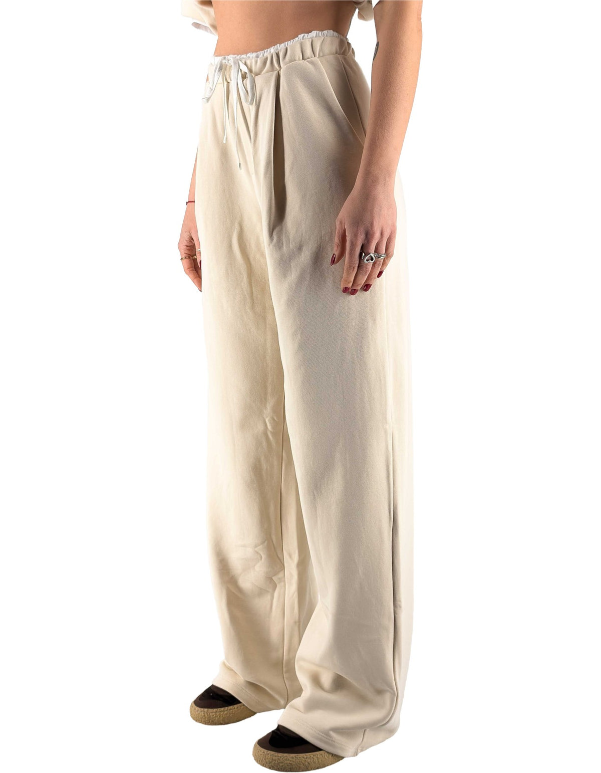 Manila Grace Pantalone Felpa Avorio Ma148 – dettaglio prodotto 2 – Master SKU MNG_P190CU_MA148_AVORIO
