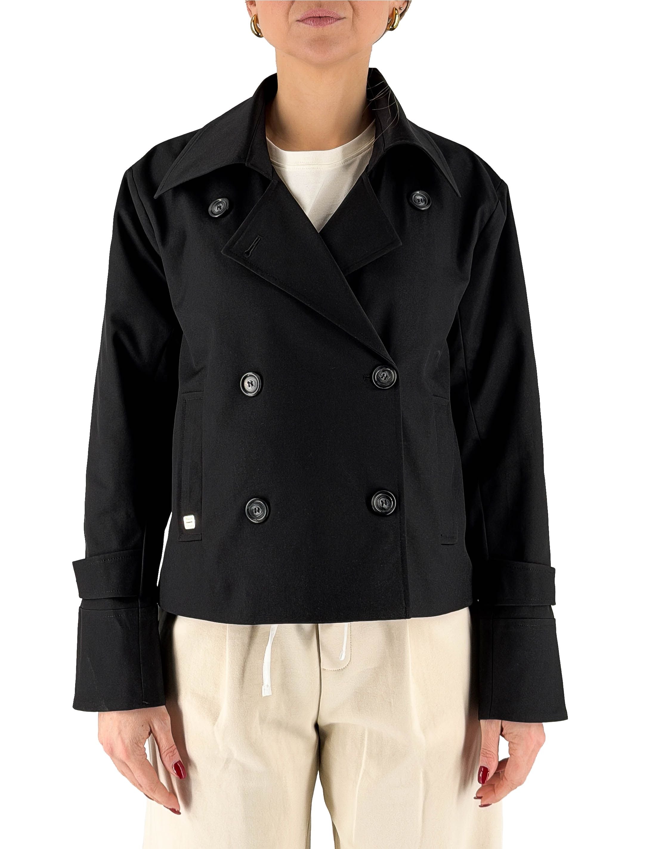 Manila Grace Trench Corto Ma001 Nero – vista principale – Master SKU MNG_K082PU_MA001_NERO