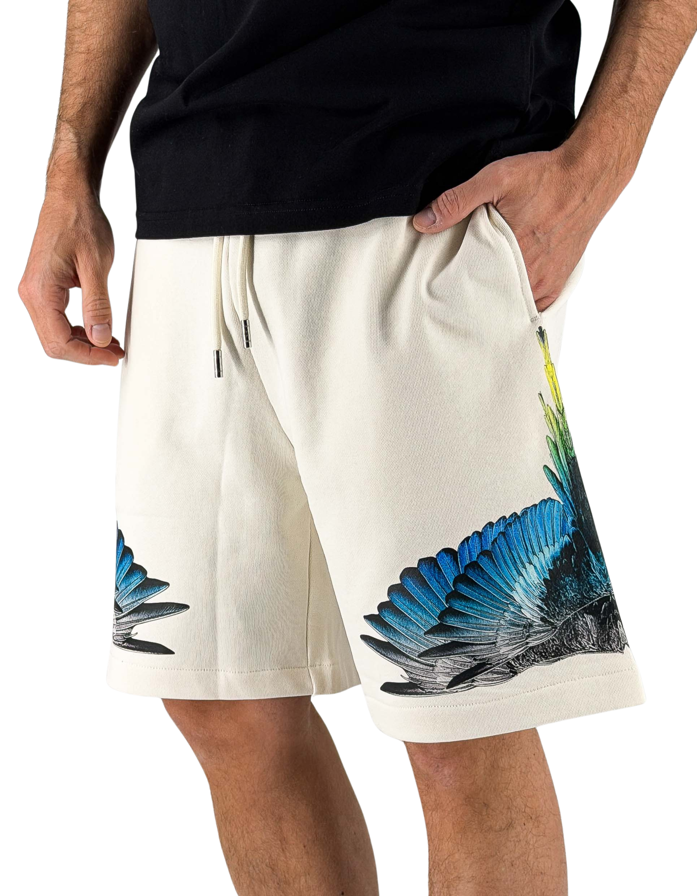 Marcelo Burlon - County Of Milan Bermuda In Felpa White Royal Wings – vista principale – Master SKU MBU_S6CMMABE026_412