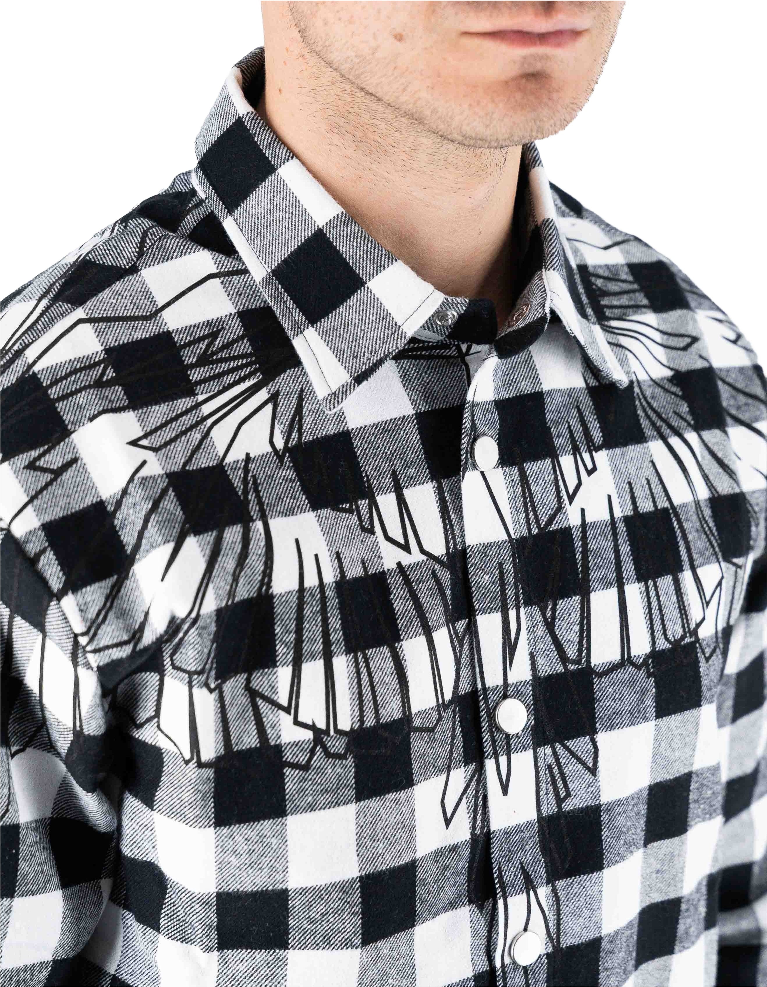 Marcelo Burlon - County Of Milan Camicia In Flanella Check Nero/bianco/grigio – vista principale – Master SKU MBU_F5CAMASI032_110