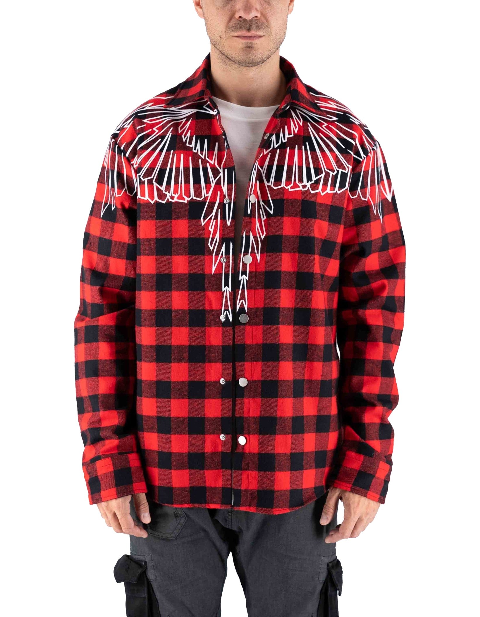 Marcelo Burlon - County Of Milan Camicia In Flanella Check Rosso – vista principale – Master SKU MBU_F5CAMASI032_040