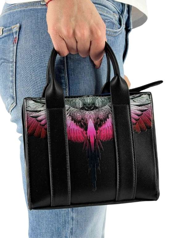 Marcelo Burlon - County Of Milan Mini Tote Bag black Bubble Wings – vista principale – Master SKU MBU_COMAS260451UNICA0909_UNICABLACK_BUBBLE_WINGS