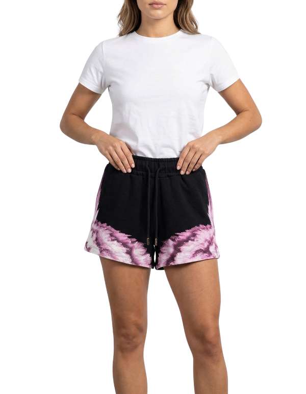 Marcelo Burlon - County Of Milan Short Donna In Felpa Nero wings Pink Explosion – dettaglio prodotto 3 – Master SKU MBU_26ECM30105_NERO_WINGS_PINK_EXPLOSION