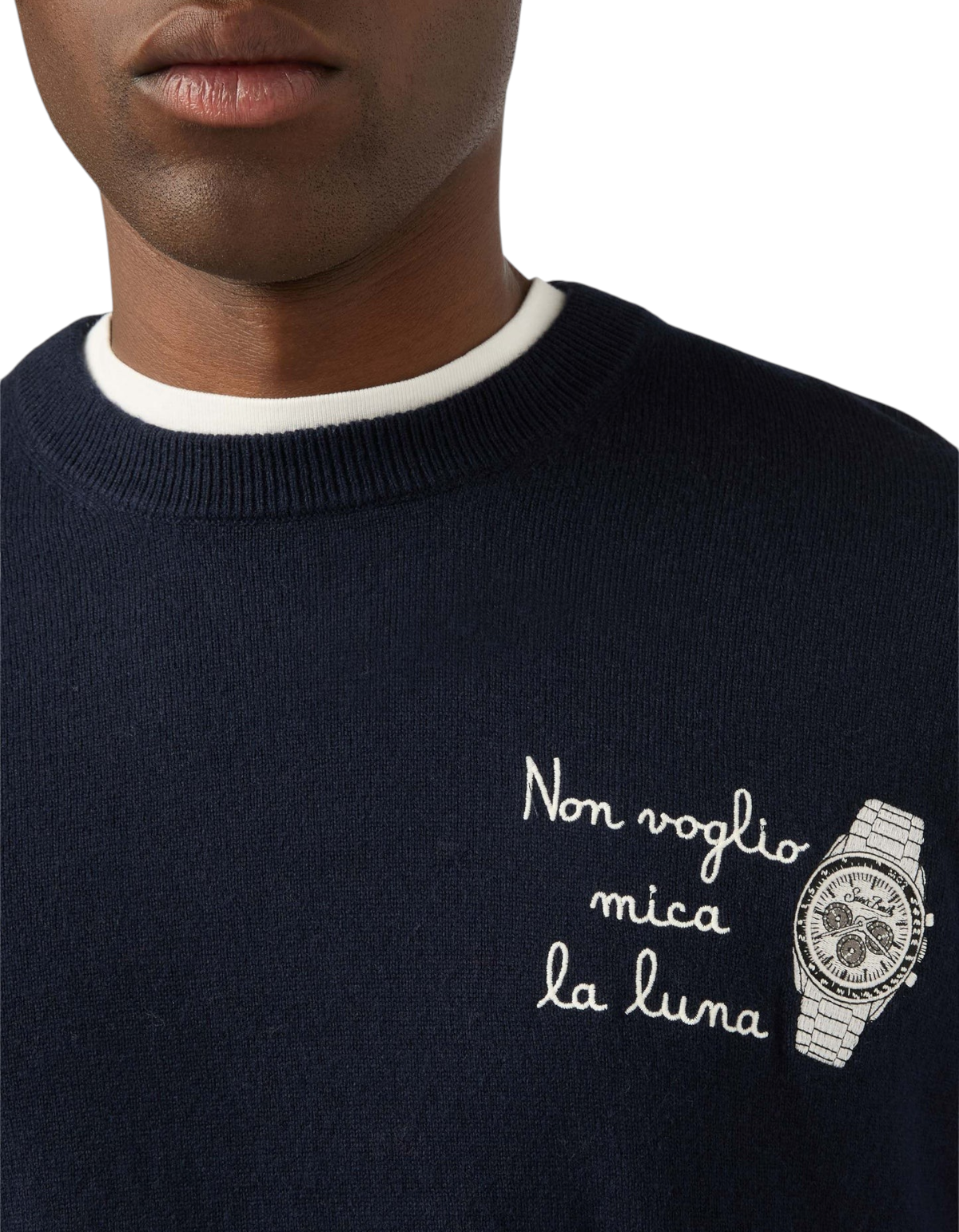 Maglione Heron Light Non Voglio Mica La Luna MC2 Saint Barth - dettaglio ricamo