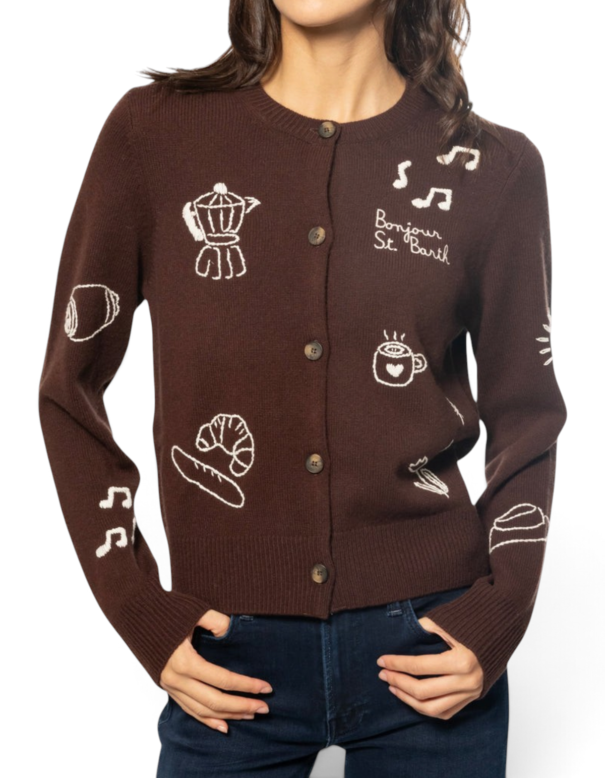 MC2 Saint Barth cardigan Sierra Bonjour St Barth donna marrone AI 2026-27 - vista frontale