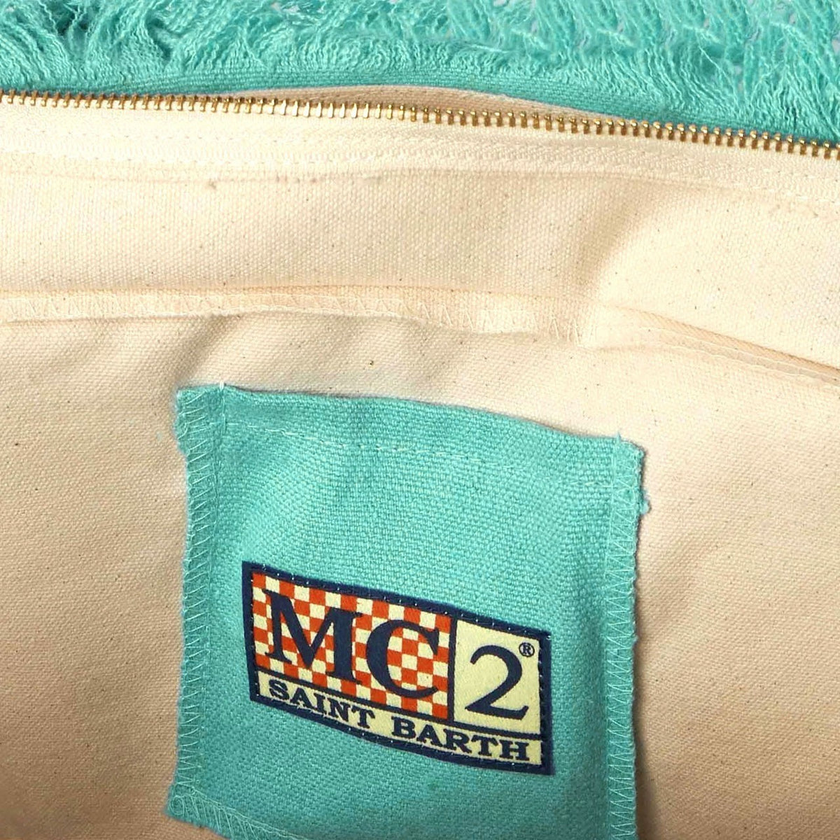 MC2 Saint Barth Borsa a Mano con Tracolla Colette In Lino Verde Acqua – dettaglio prodotto 3 – Master SKU MC2_COL0018 01182H