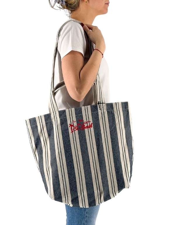 MC2 Saint Barth Borsa Tote Essential Beach Cotton Big Stripes V 6141 Emb – vista principale – Master SKU MC2_EBEC001_07634L