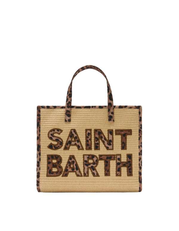 MC2 Saint Barth Borsa Vivian Mid Straw Leopard Patch Leopard 18 – vista principale – Master SKU MC2_VVID001_00369L