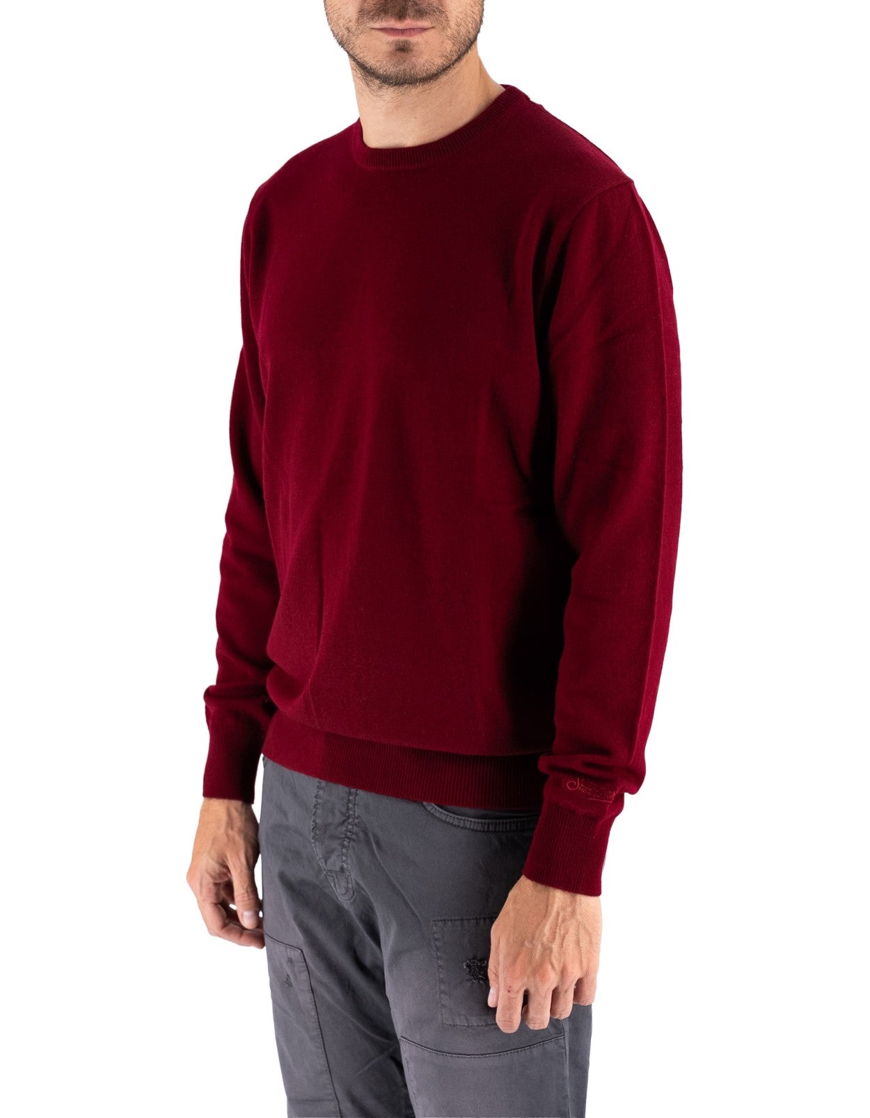 MC2 Saint Barth Maglia Regent Merino Cashmere Bordeaux – vista principale – Master SKU MC2_REGE008_00043I