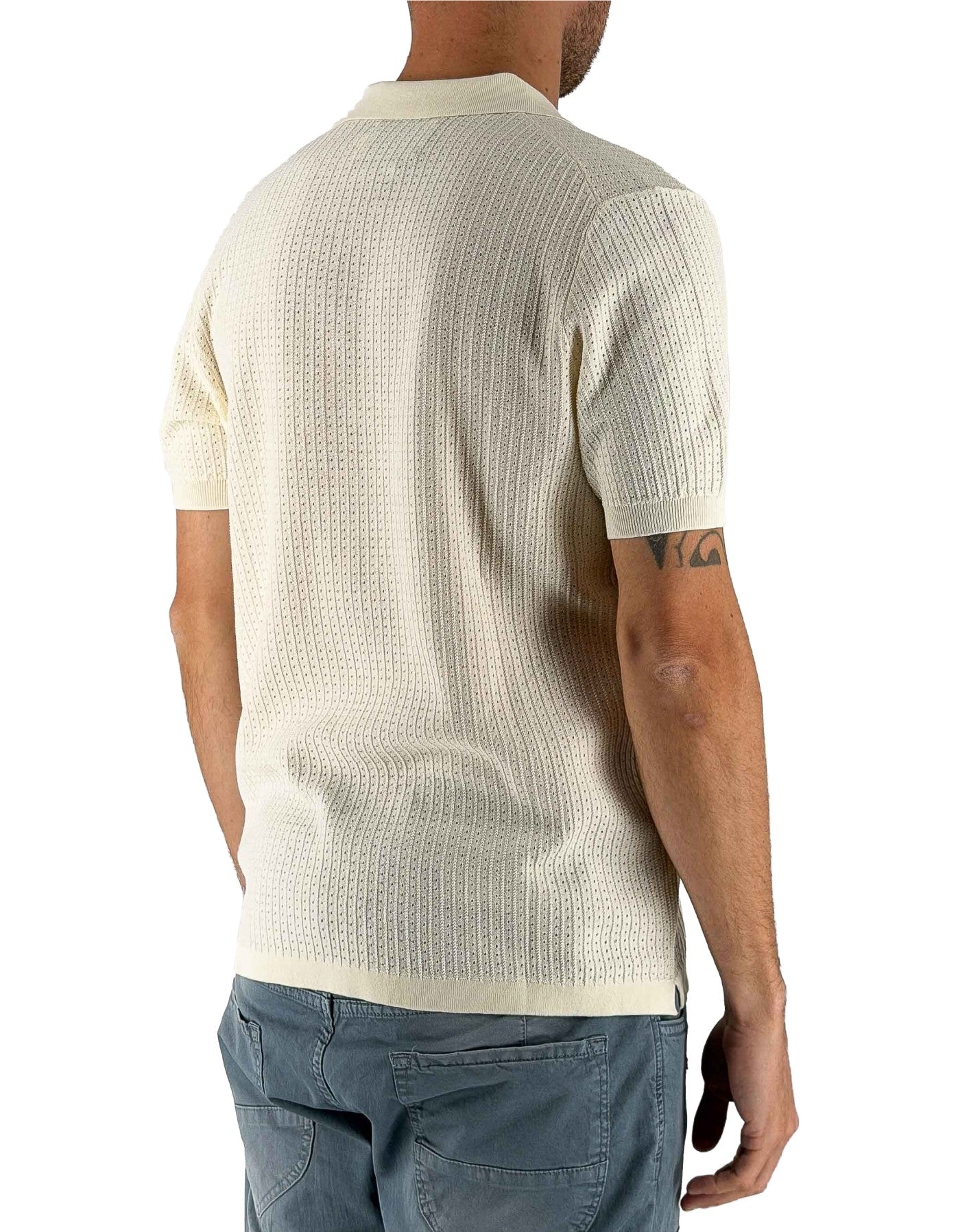 MC2 Saint Barth Polo Uomo Sloan Net Panna in Filo di Cotone – dettaglio prodotto 3 – Master SKU MC2_SLO0018_00095L