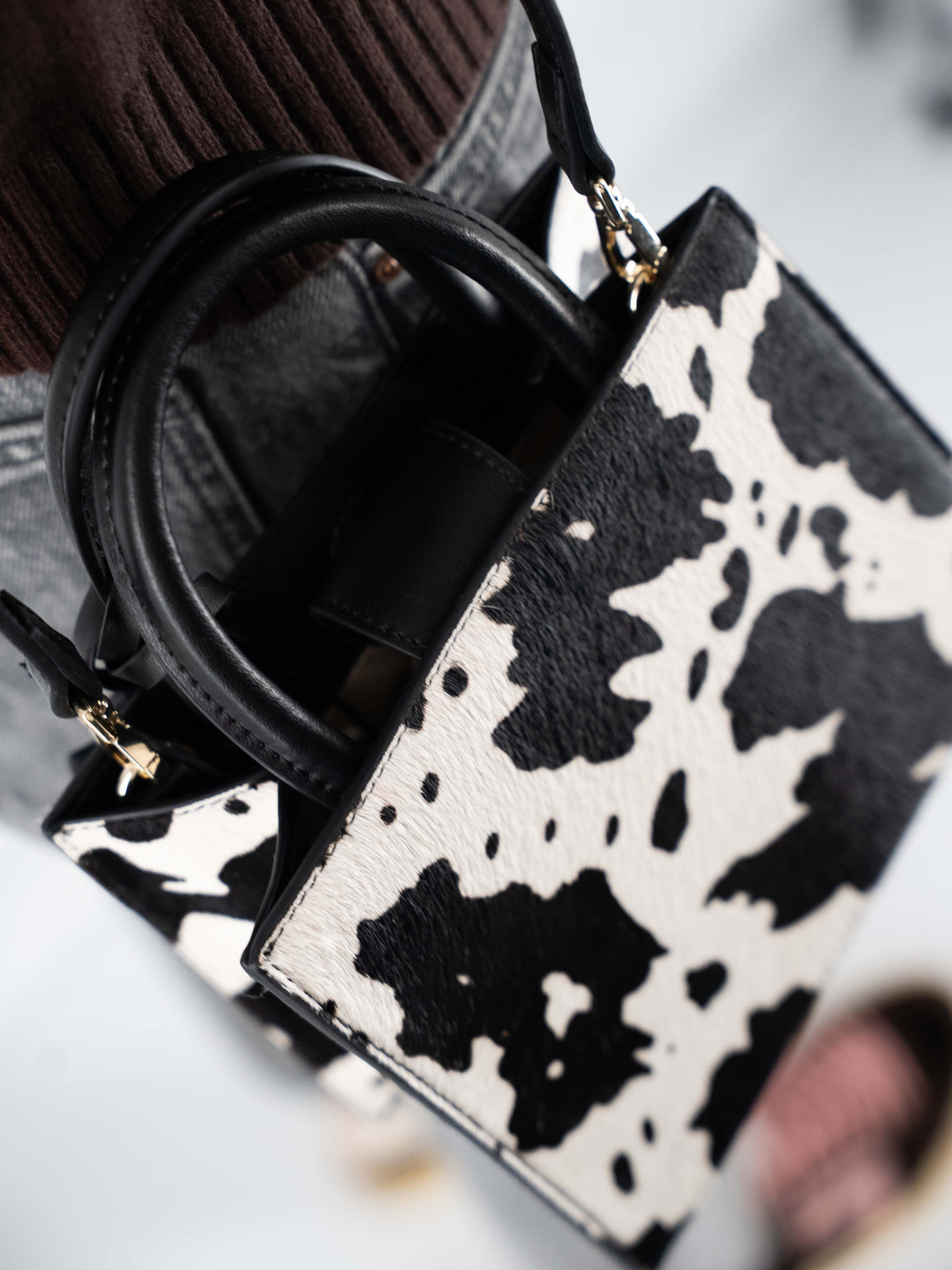 MC2 Saint Barth Shop Bag Mini In Cavallino Stampa Animalier Cow – dettaglio prodotto 4 – Master SKU MC2_SHBM0002_00509I