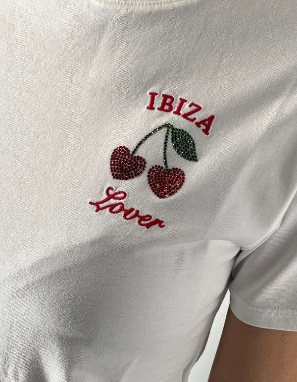 MC2 Saint Barth T-Shirt Emilie Ibiza Lover 01n Strass Emb – dettaglio prodotto 2 – Master SKU MC2_EMI0001_08610L