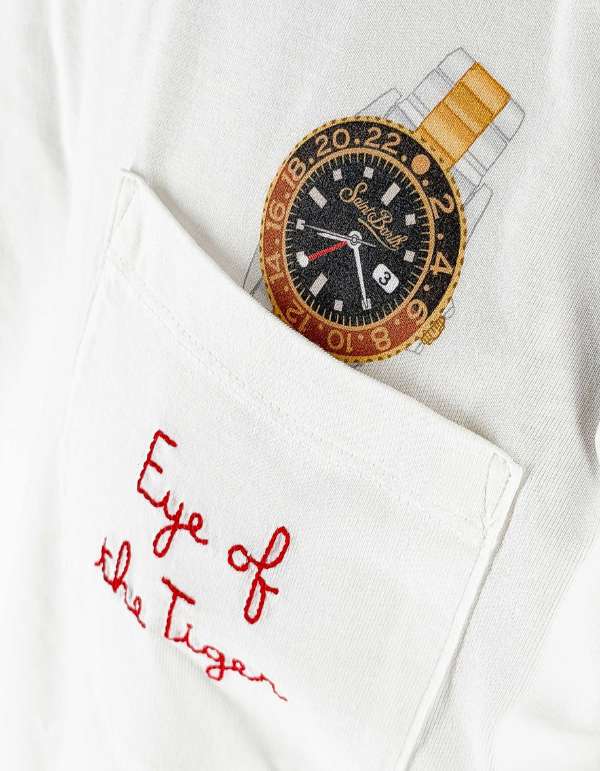 MC2 Saint Barth T-shirt Uomo con Orologio Frontale Pocket E Stampa Austin Eye Tiger 01n Emb – dettaglio prodotto 2 – Master SKU MC2_AUS0001_01980L